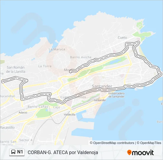 N1 Bus Line Map