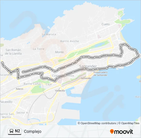 N2 Bus Line Map