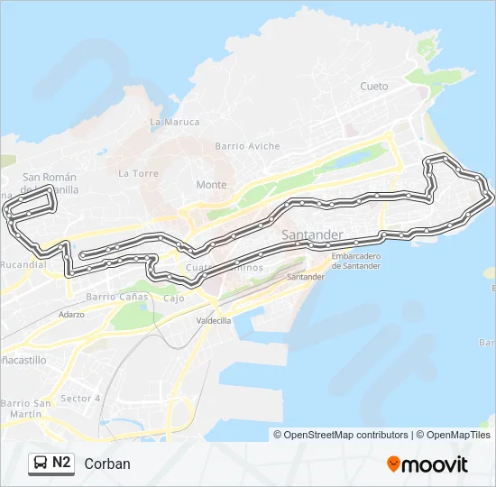 N2 Bus Line Map