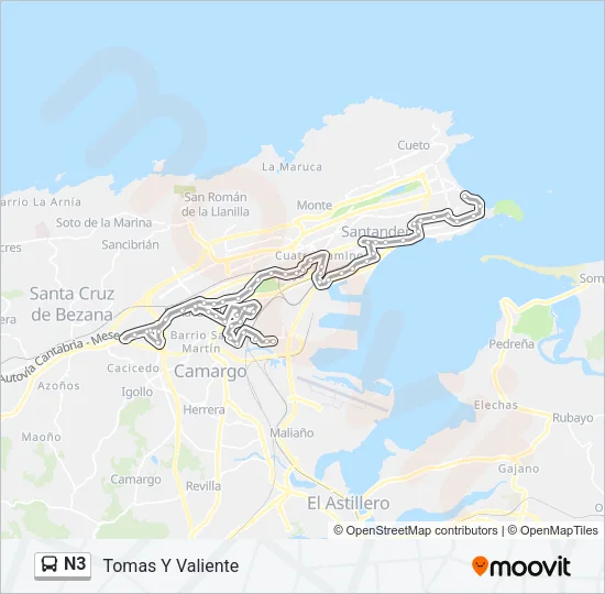 N3 Bus Line Map