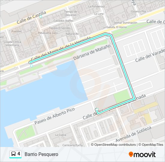 Mapa de 4 de autobús