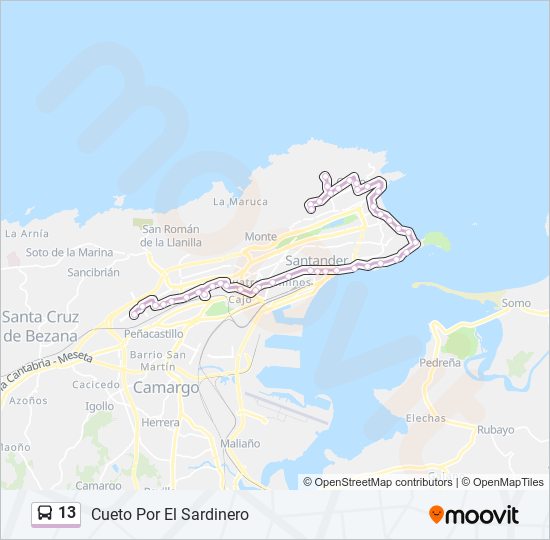 13 bus Mapa de línia