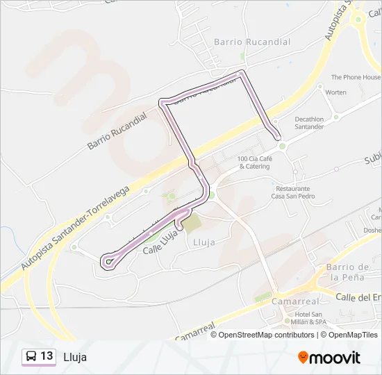 13 bus Mapa de línia