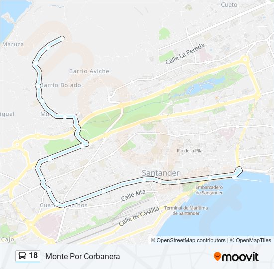 18 bus Line Map