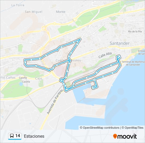 Mapa de 14 de autobús