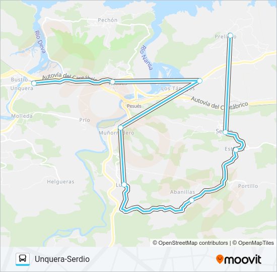 Mapa de UNQUERA-SERDIO de autobús