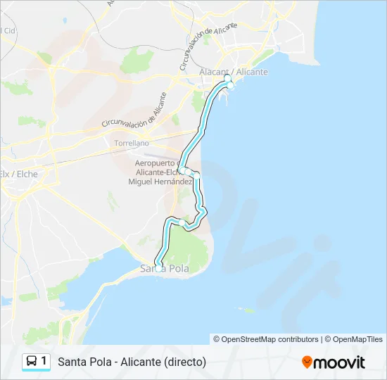 1 Bus Line Map