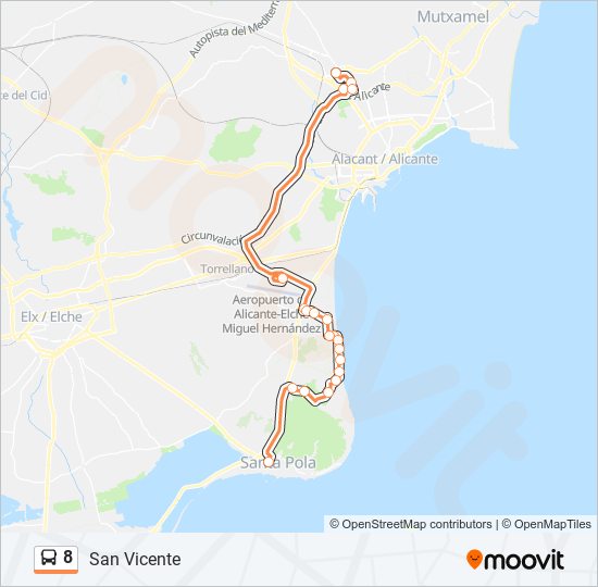 8 bus Mapa de línia