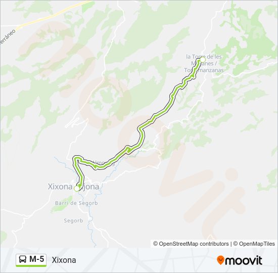 Mapa de M-5 de autobús
