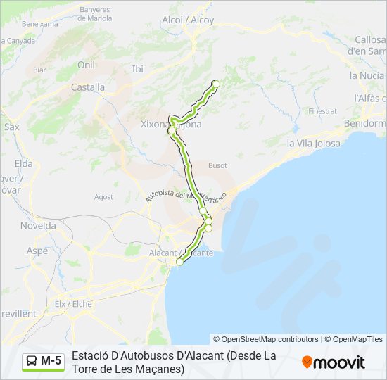 M-5 bus Mapa de línia