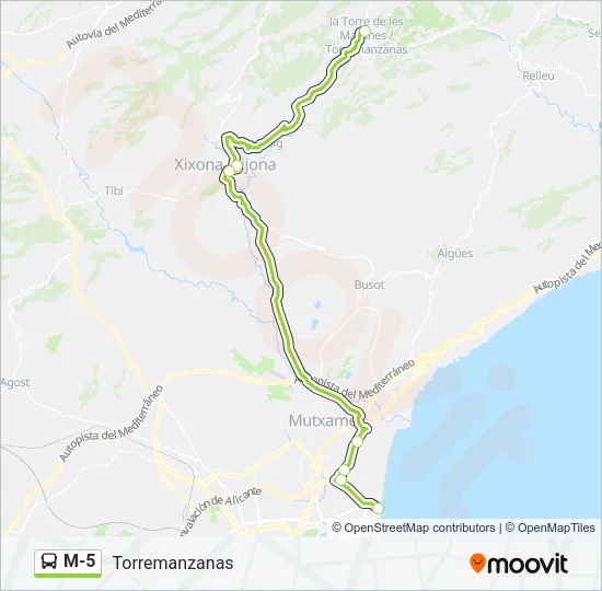 M-5 Bus Line Map
