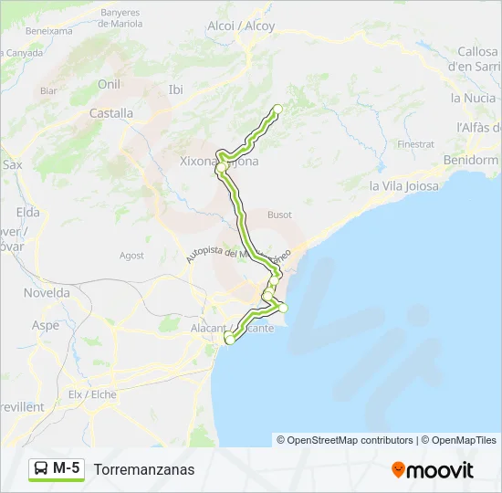 M-5 Bus Line Map