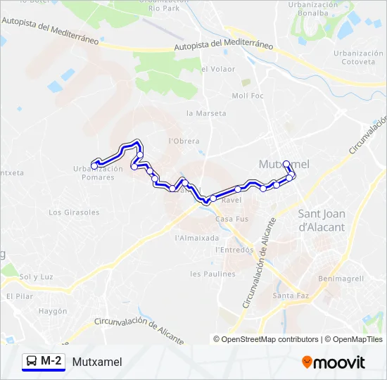 M-2 Bus Line Map