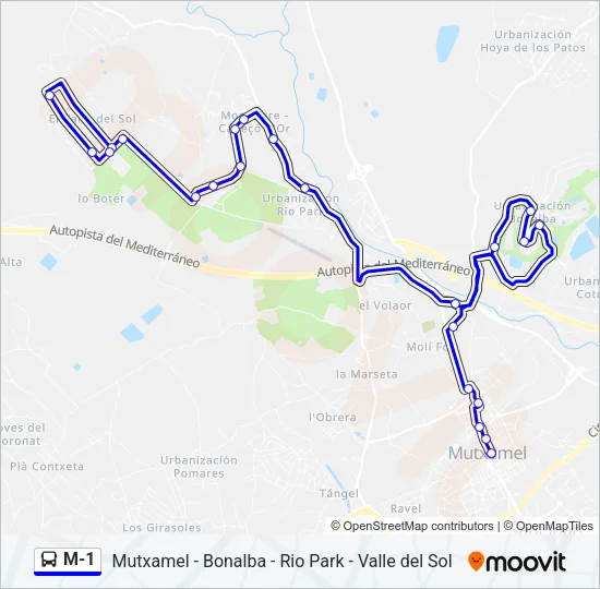 M-1 Bus Line Map
