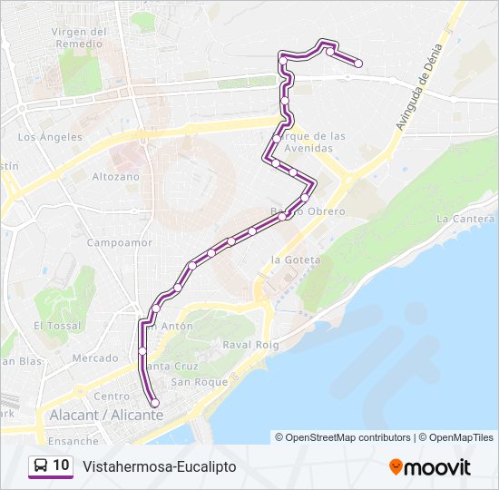 Mapa de 10 de autobús