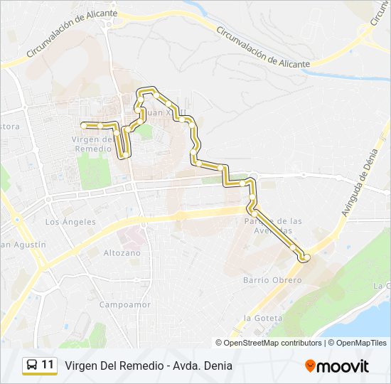 Mapa de 11 de autobús