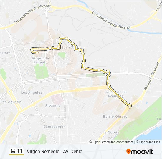 Mapa de 11 de autobús