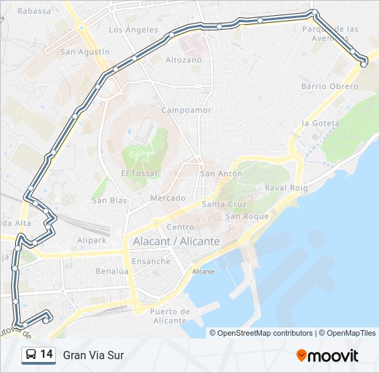 Mapa de 14 de autobús