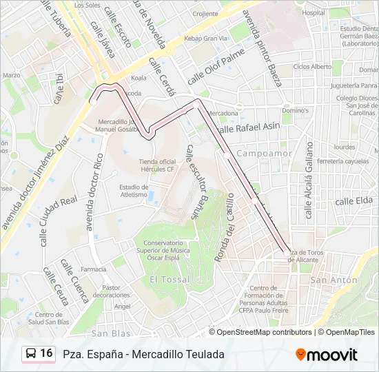 16 Bus Line Map