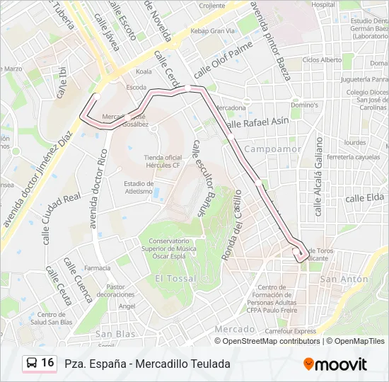 16 Bus Line Map