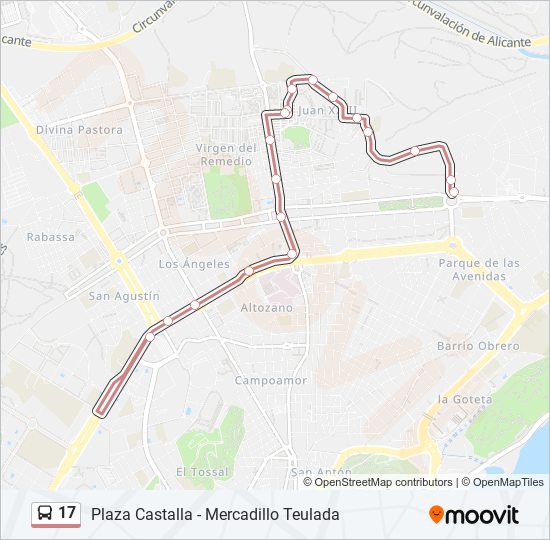 17 bus Line Map