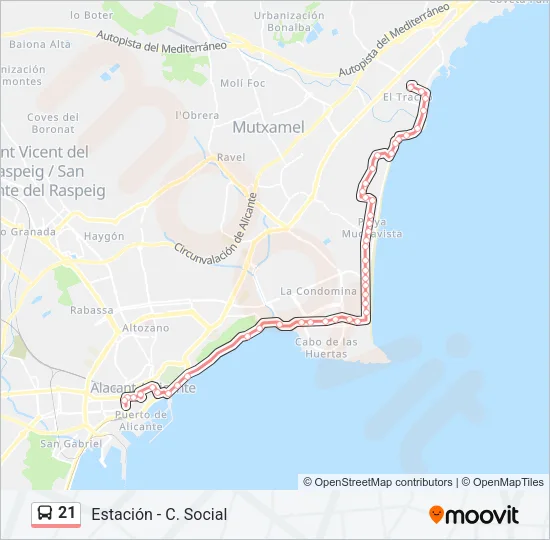 21 Bus Line Map