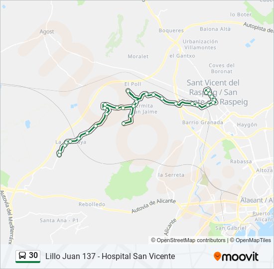 Mapa de 30 de autobús