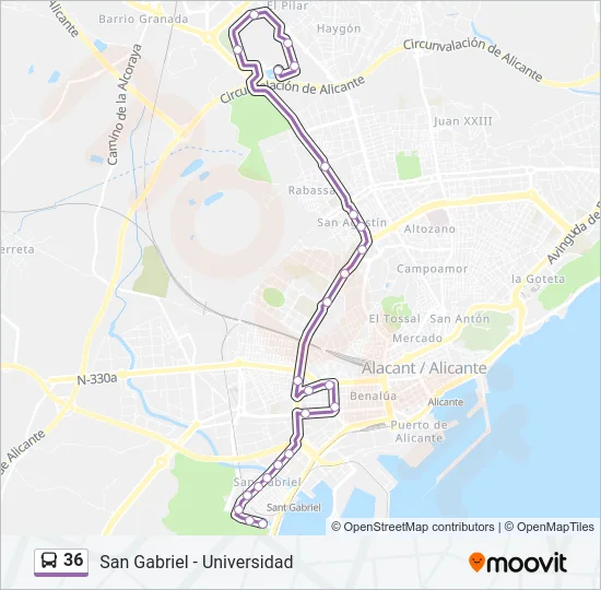 36 Bus Line Map
