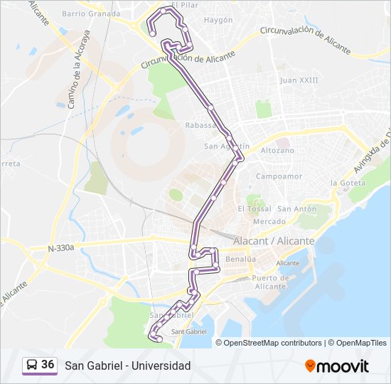 Mapa de 36 de autobús