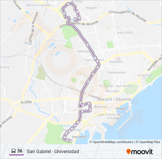 Mapa de 36 de autobús