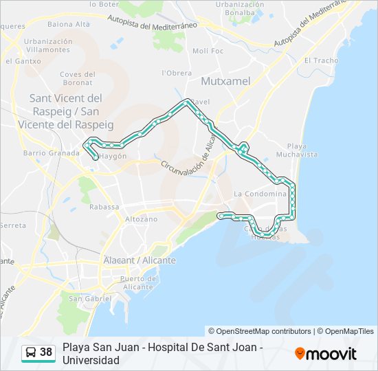 38 bus Mapa de línia