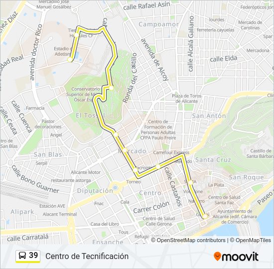 Mapa de 39 de autobús