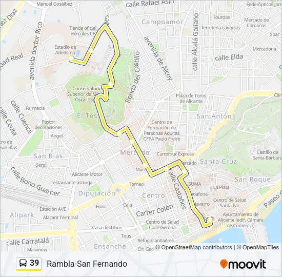39 Bus Line Map