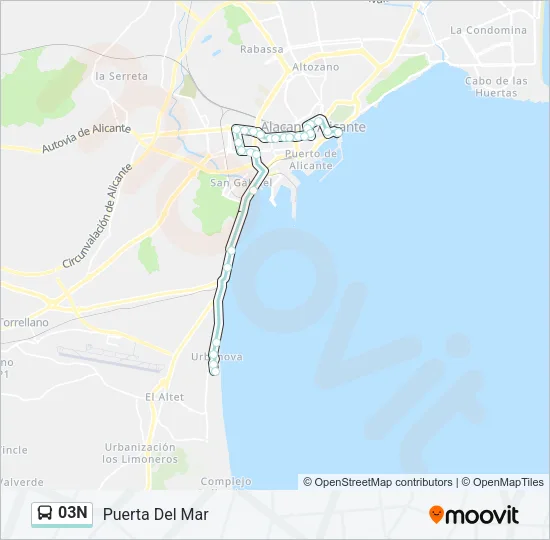 03N Bus Line Map