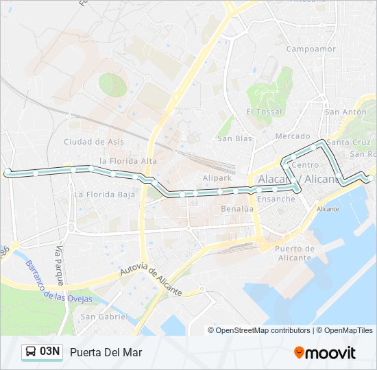 Mapa de 03N de autobús