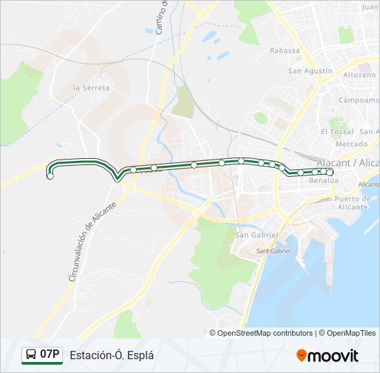 Mapa de 07P de autobús