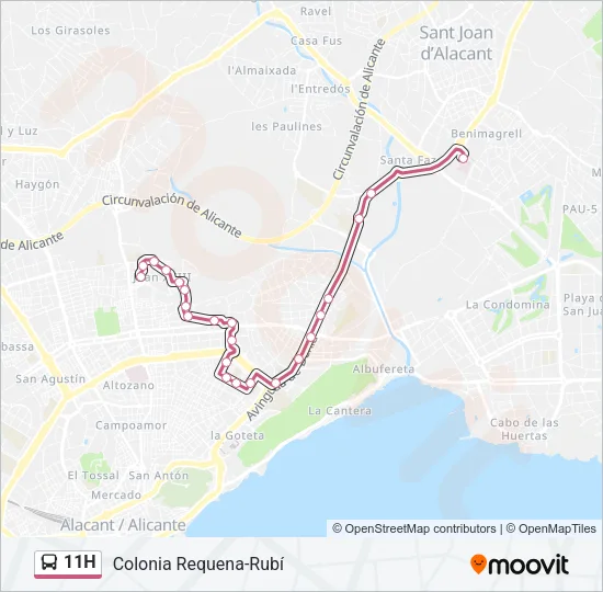 11H Bus Line Map