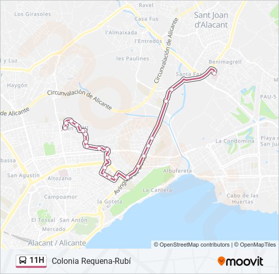 11H bus Mapa de línia