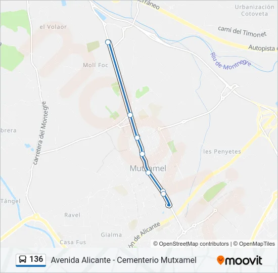 136 Bus Line Map