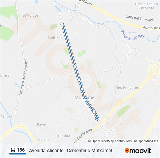 136 bus Line Map