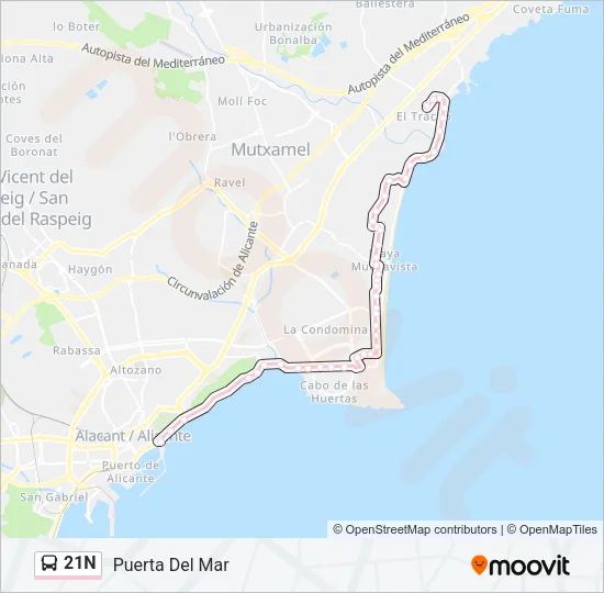 21N Bus Line Map
