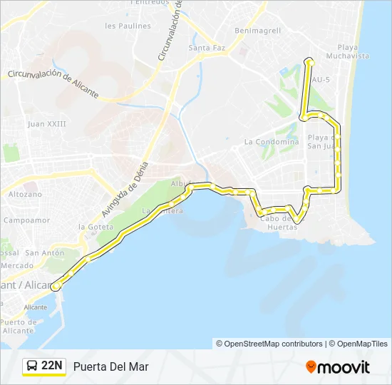 22N Bus Line Map