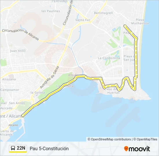 22N Bus Line Map