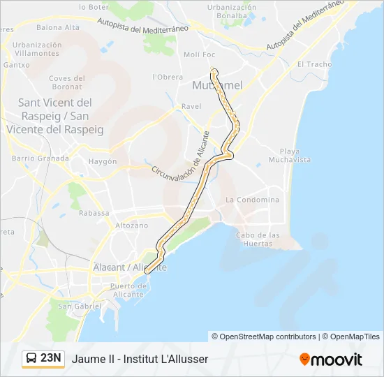 23N Bus Line Map