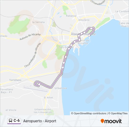 Mapa de C-6 de autobús