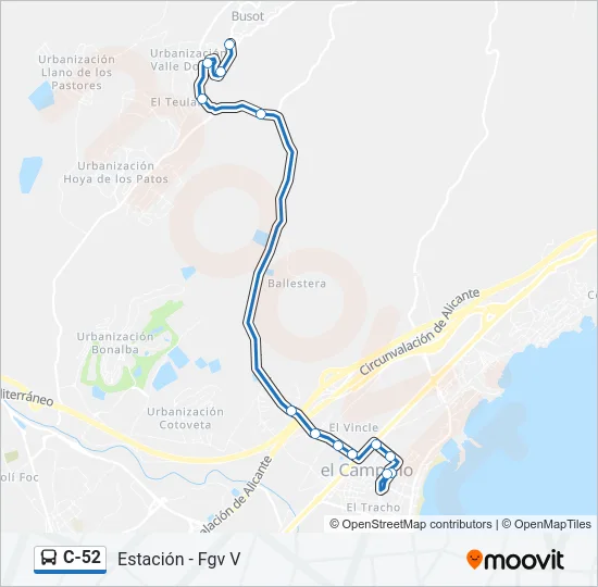 C-52 Bus Line Map