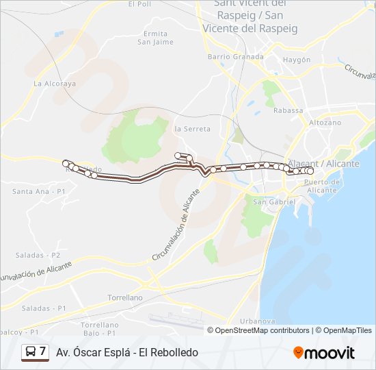 7 bus Mapa de línia