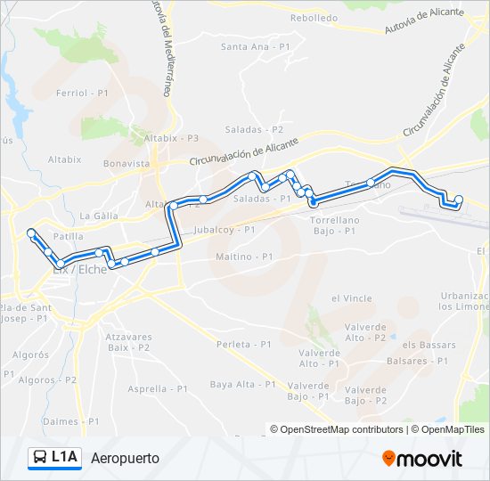 L1A bus Mapa de línia