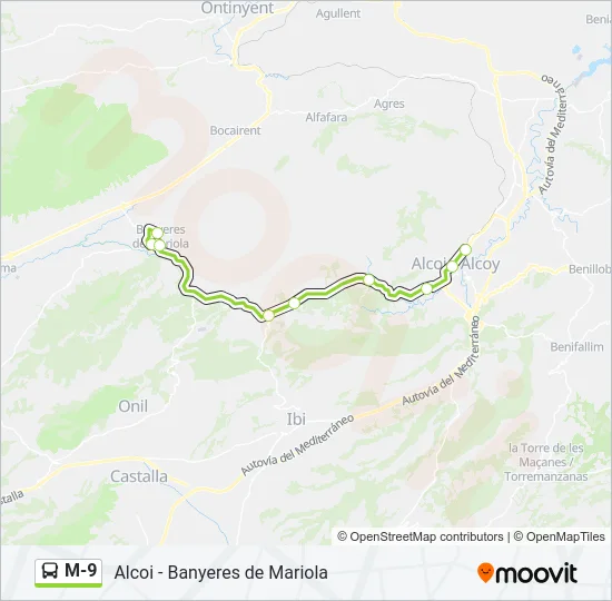 M-9 Bus Line Map
