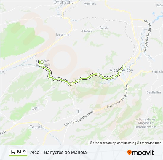 Mapa de M-9 de autobús